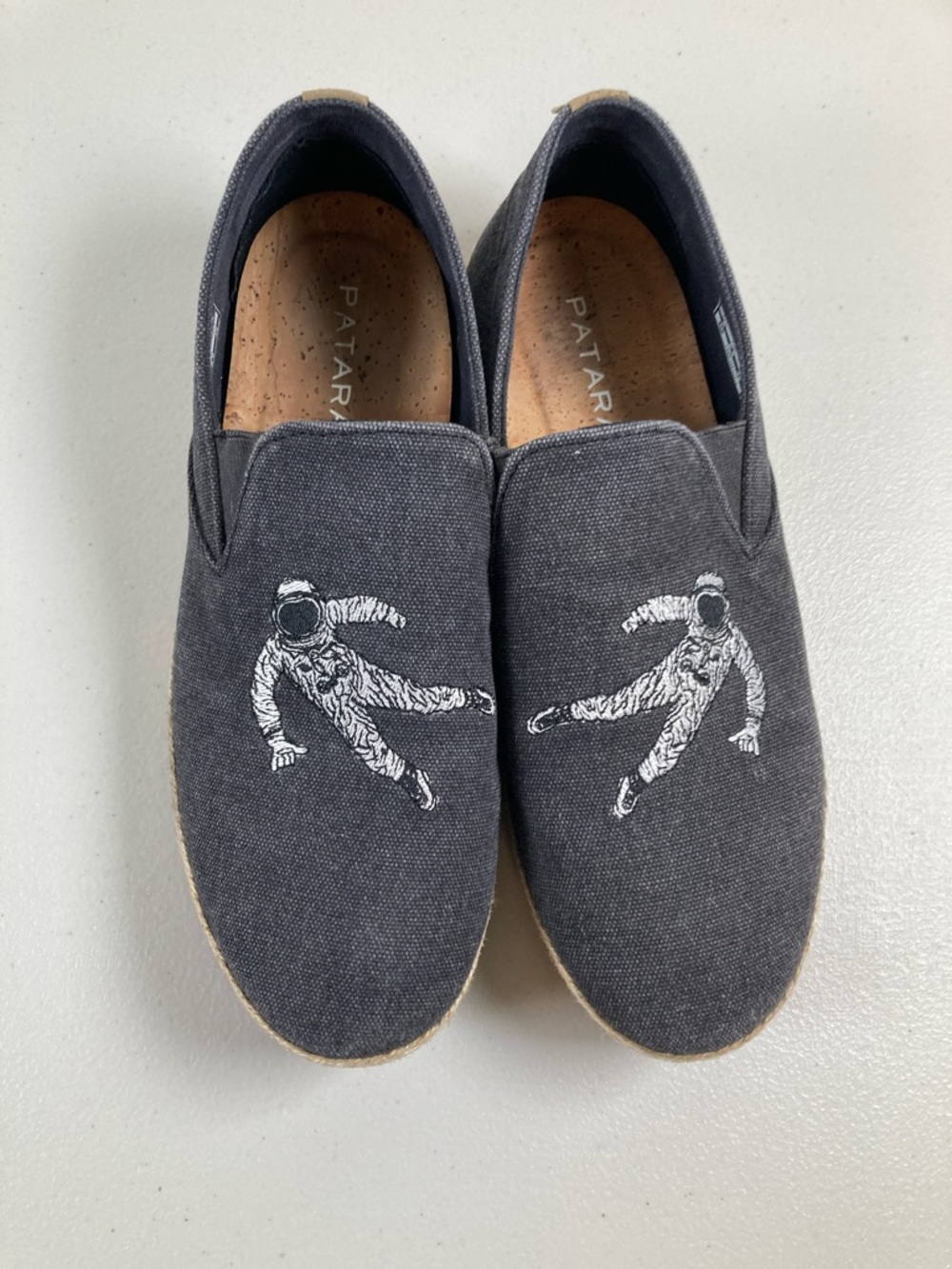 Patara Astronaut Seeker Gray Slip-On Men’s Sz 9 Slip-on Shoes Cork Insole Canvas